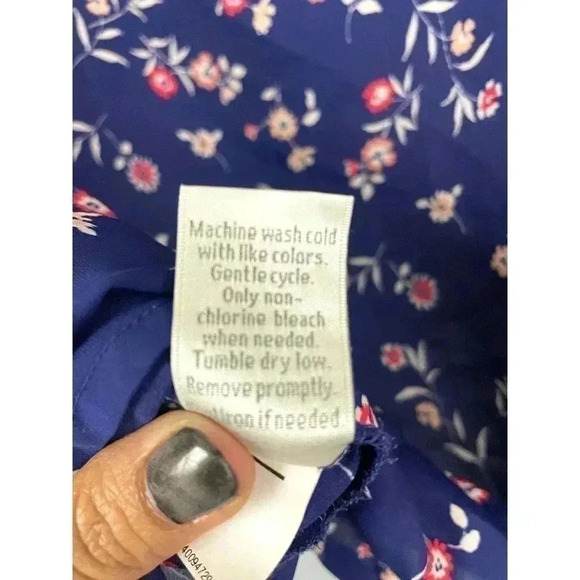 LC by Lauren Conrad Blue Floral Print Top Blouse SMALL Sleeveless - Picture 6 of 11